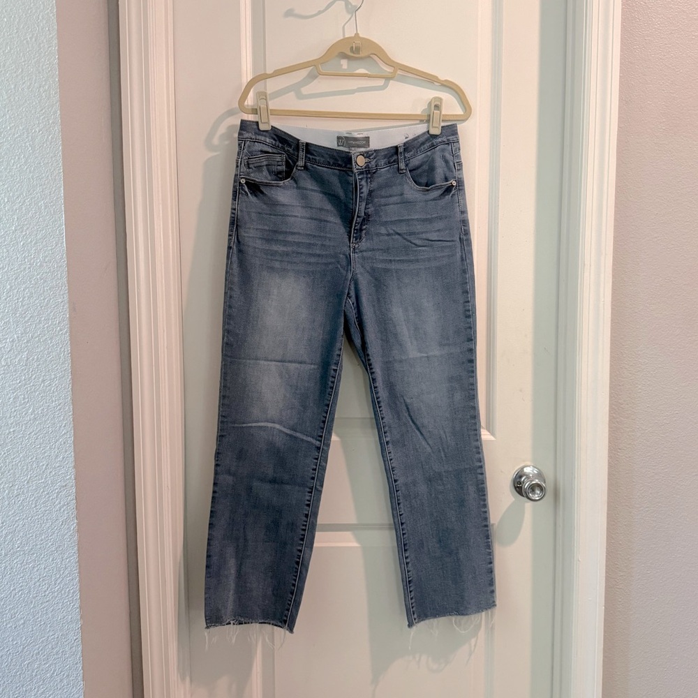 Wit & Wisdom High Rise Raw Hem Straight Leg Jeans